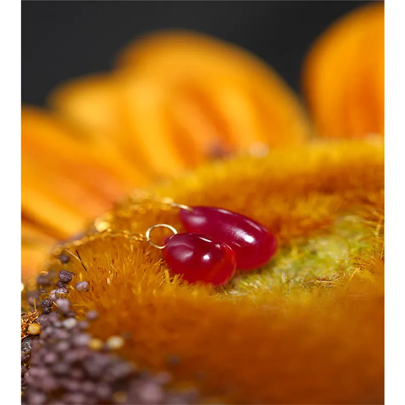 DAIMI Plain drop-shaped ruby pendant female yellow 18K gold color treasure clavicle necklace gift | Украшения и аксессуары