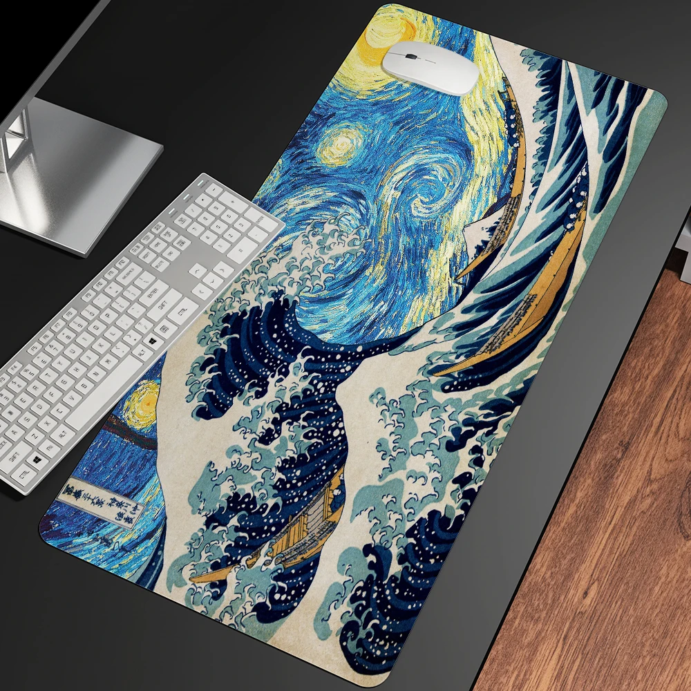 xxl van gogh mouse pad 80x30cm notbook computer mousepad large arting game keyboard mice mat gaming gamer to keyboard laptop mat free global shipping