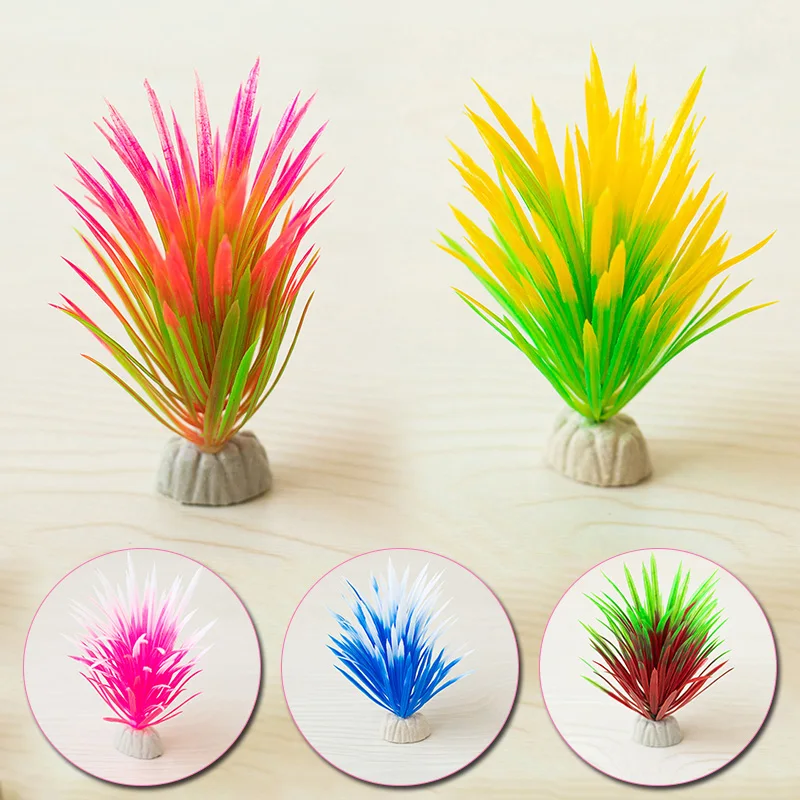 Искусственная пластиковая большая трава с листьями аквариум подводная лодка