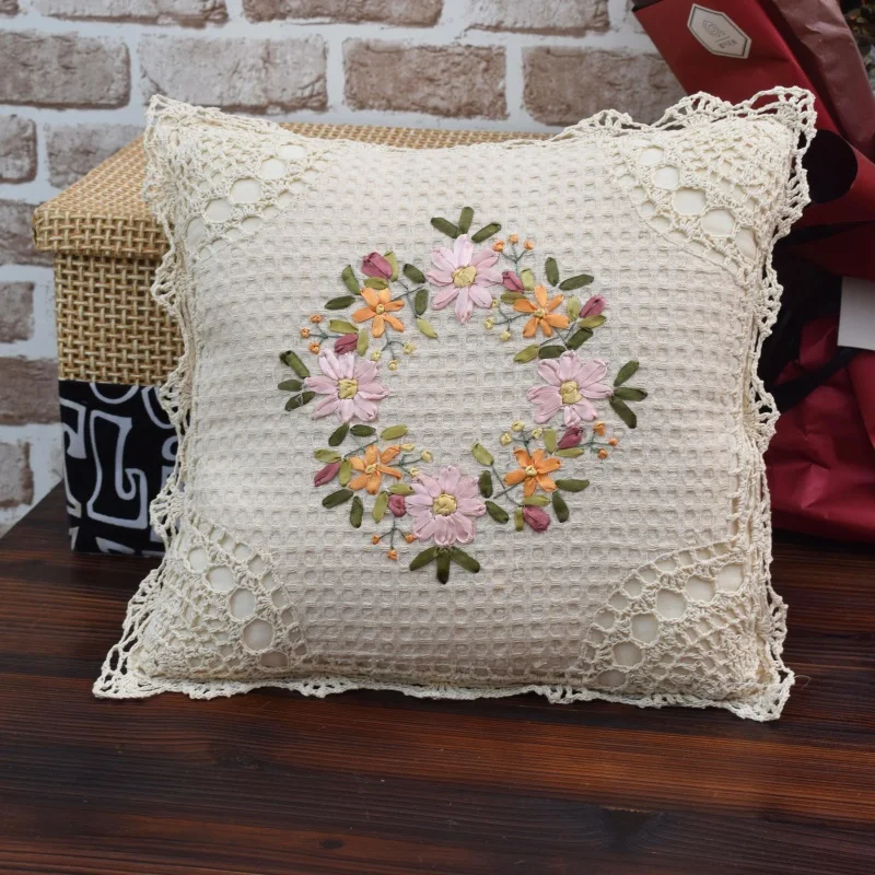Европейский пасторальный Цветочная подушка хлопок белый кружевной для кресла