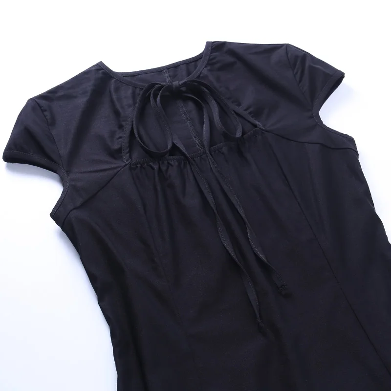 Винтажное облегающее однотонное ажурное платье с коротким рукавом женское