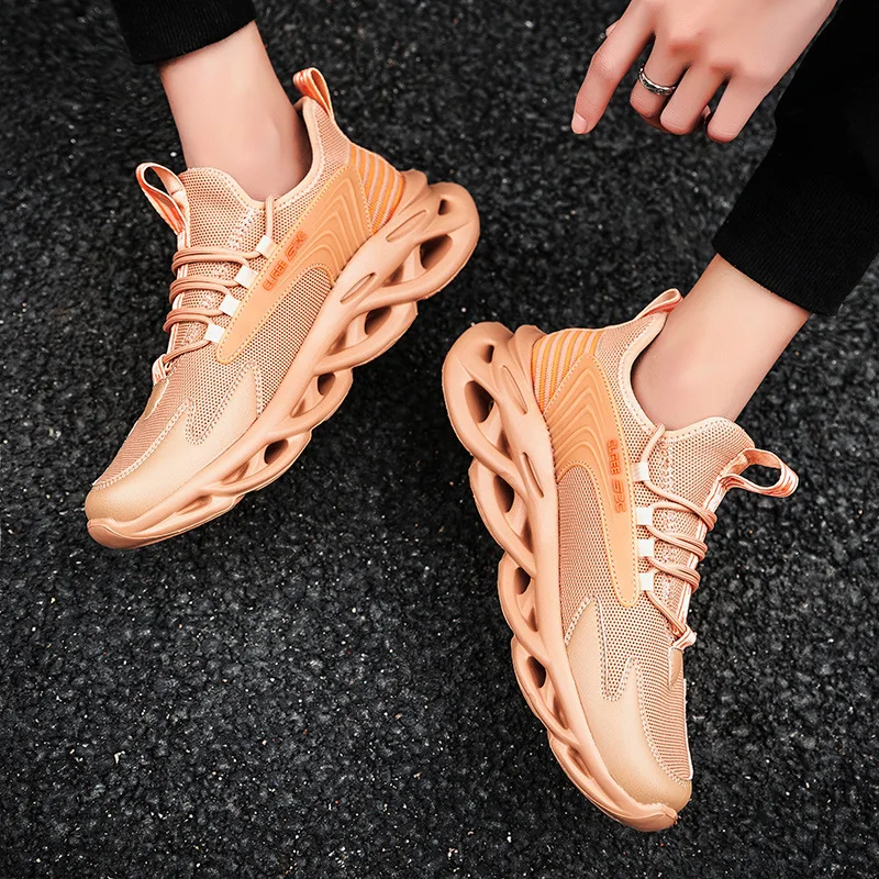 

Man Sneaker Nice Pop Mesh Splicing Height Increase Blade Bottom Sport Shoes Men Leightweight Breathable Running Sneakers For Men