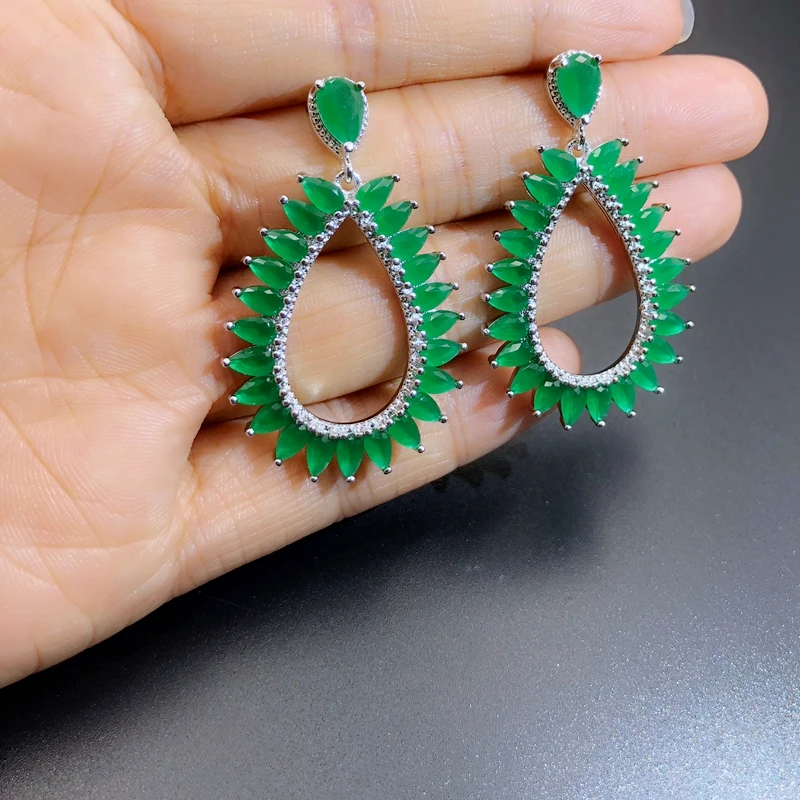 Висячие серьги в форме капли для женщин большие зеленые розовые богемные с