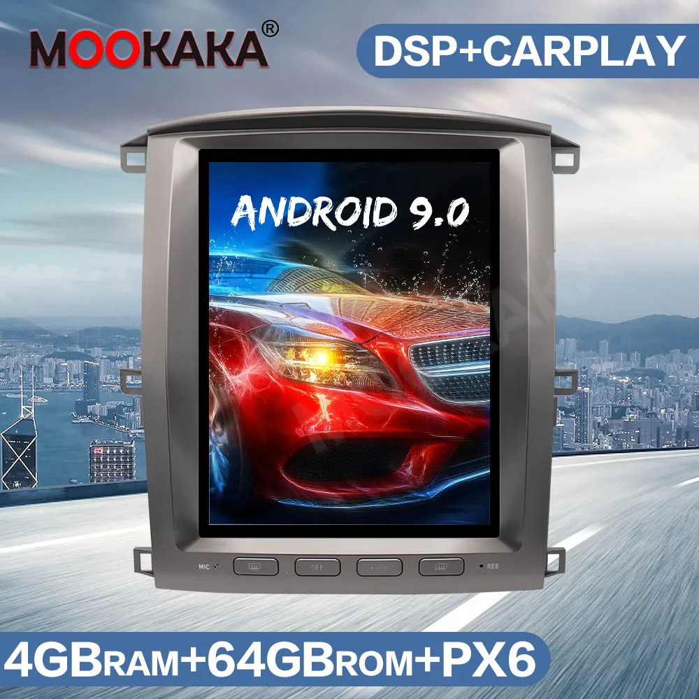

Android 9.0 4G+64GB PX6 Tesla Style Car Radio GPS Navigation For Lexus LX470 2002-2007 Multimedia Player Head Unit Tape Recorder