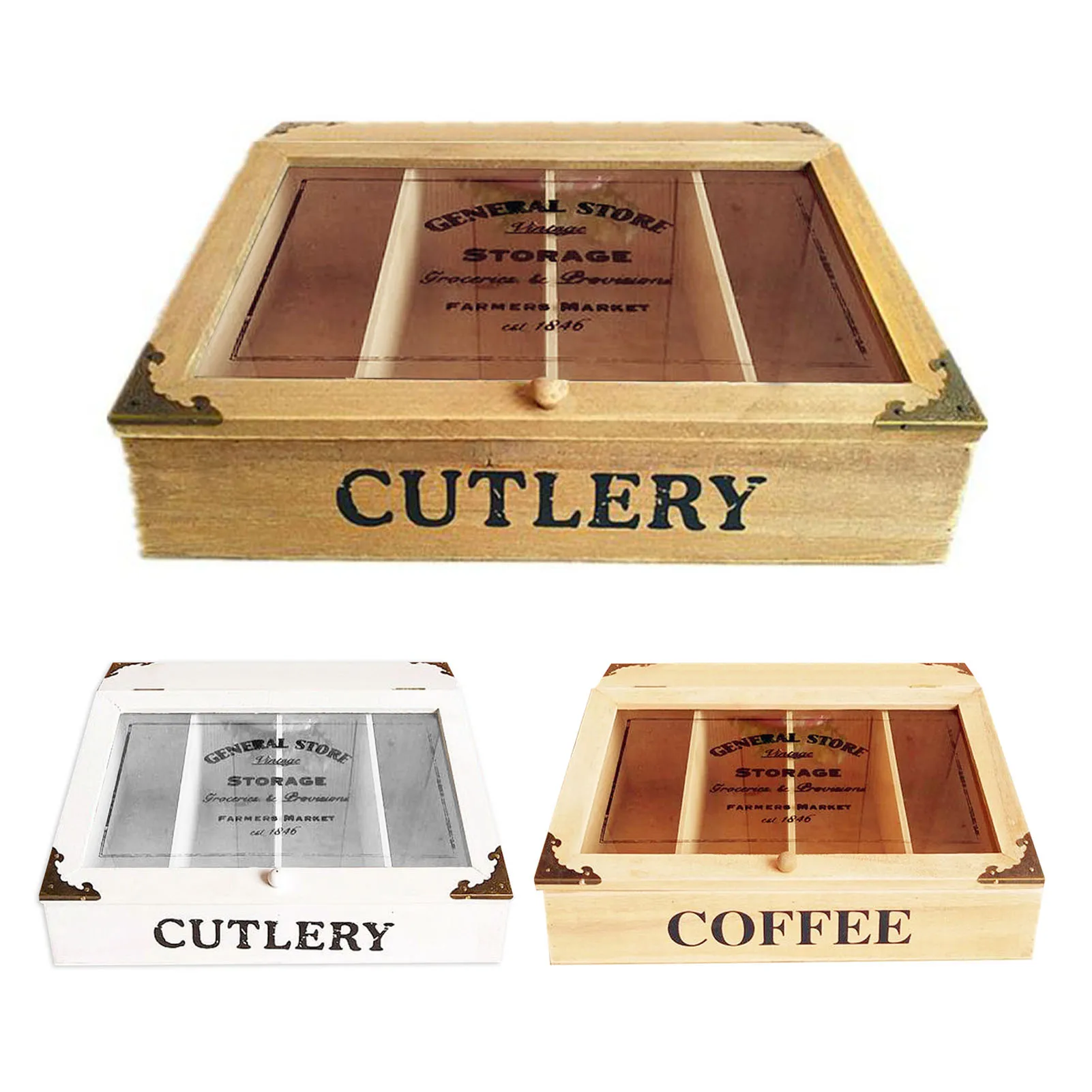 

1 PCS European Retro Cup Holder Wooden Coffee Storage Box With 4 Compartments Drawer Structure For Storing Cosmetics Jewelry
