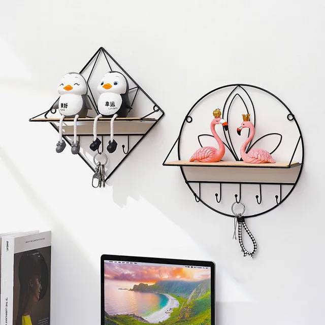 

Wrought Iron Bathroom Racks Living Room Wall Wall Hanging Kitchen Bedroom Wall Multifunctional Storage Rack