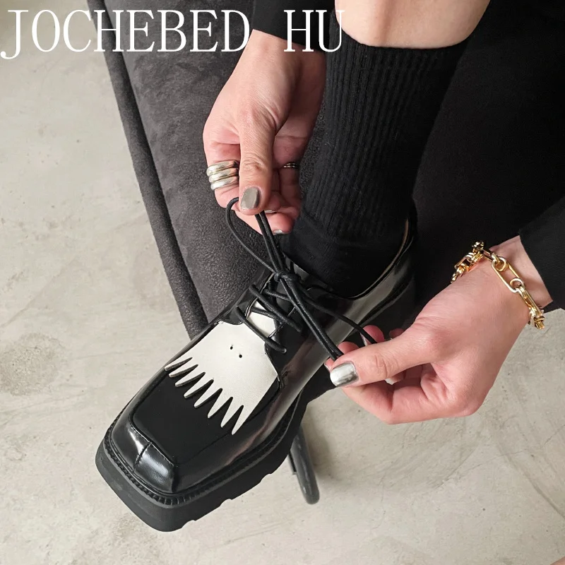 

【JOCHEBED HU】2021 New Summer Fashion Women Shoes Genuine Leather Roman Shoes Cowhide Dance Party Wedding Pumps size 33-40