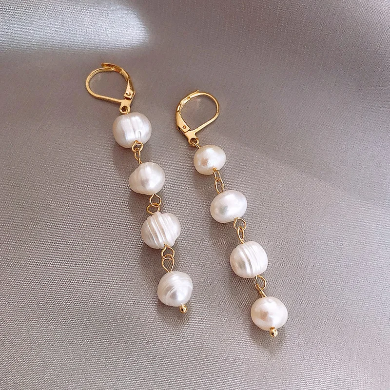 

Origin Summer Baroque Irregular Natural Freshwater Pearl Dangle Earring for Women Gold Hoop Metallic Earring Jewelry Pendientes