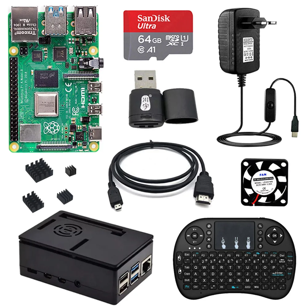 Оригинальная плата Raspberry Pi 4 Model B 2 ГБ/4 ГБ/8 ГБ с ABS чехол 4G беспроводной источник