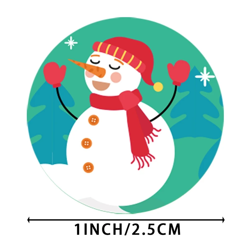 

500Pcs/Roll Christmas Party Gift Decor Stickers Snowman Printing Pattern Adhesive Label Seal Sticker Suitable For Envelop Gift