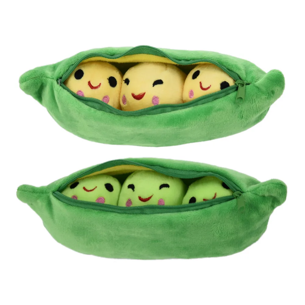 25CM  Plush green Pea Pea-shaped Pillow Stuffed Plant Doll cute  Kawaii High Quality Kids gift  festival Christmas