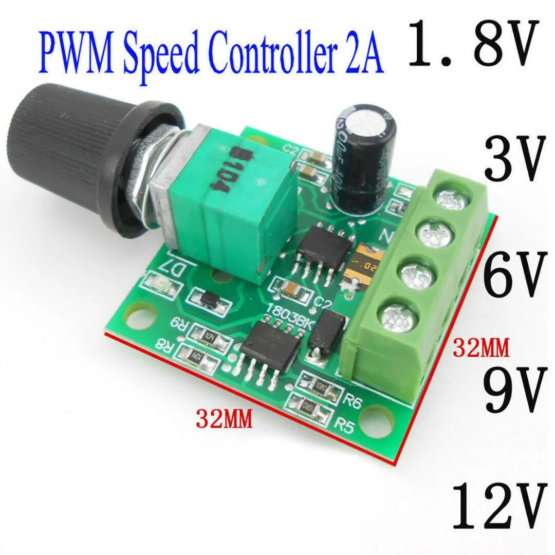 

DC Motor 1.8V 3V 5V 6V 12V PWM Speed Controller Potentiometer Knob Switch Kit DC Motor Speed Controller