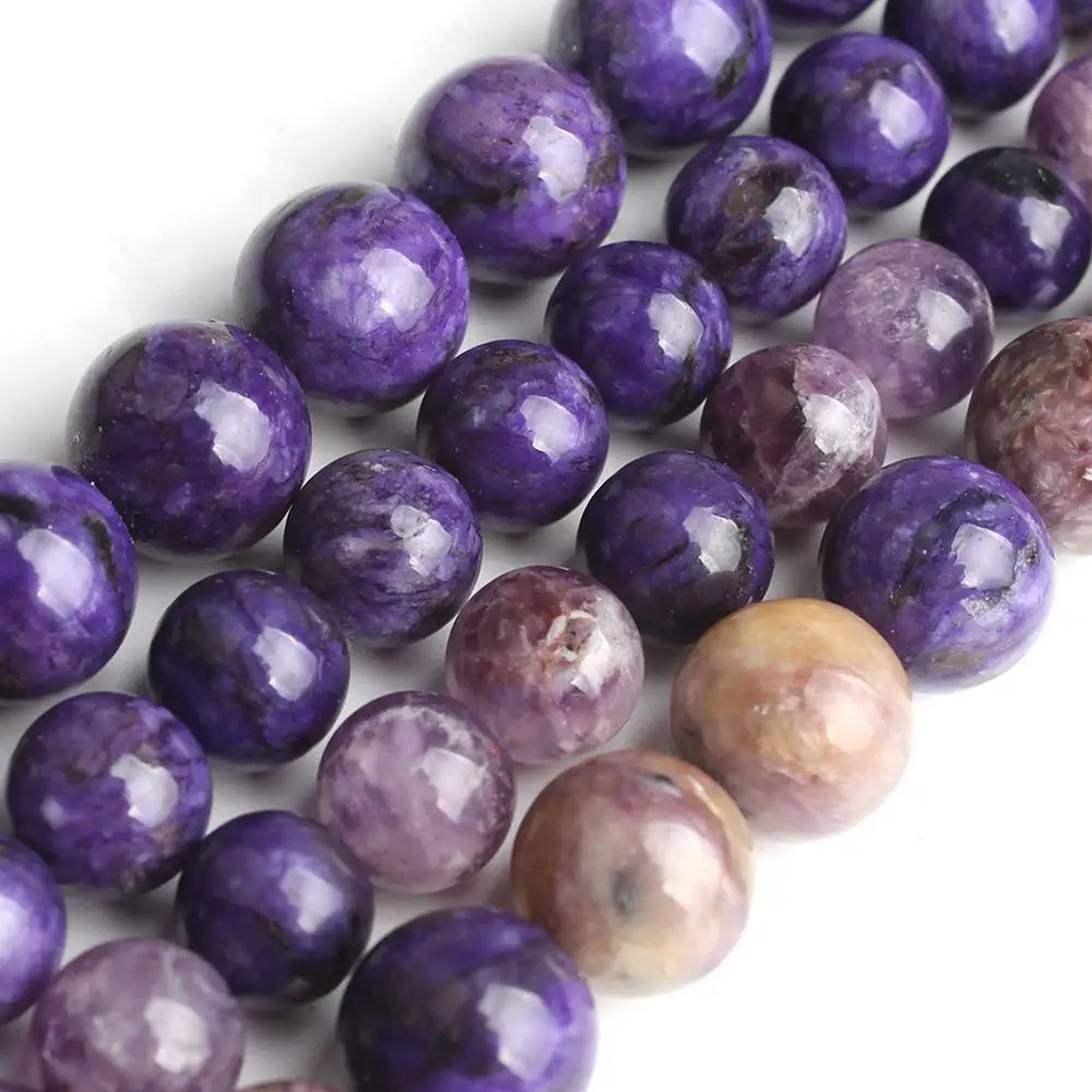8mm 10mm Natural Genuine Charoite Beads Purple Loose Spacer Beads For DIY Jewelry Making Bracelet Necklace 15'' Strands