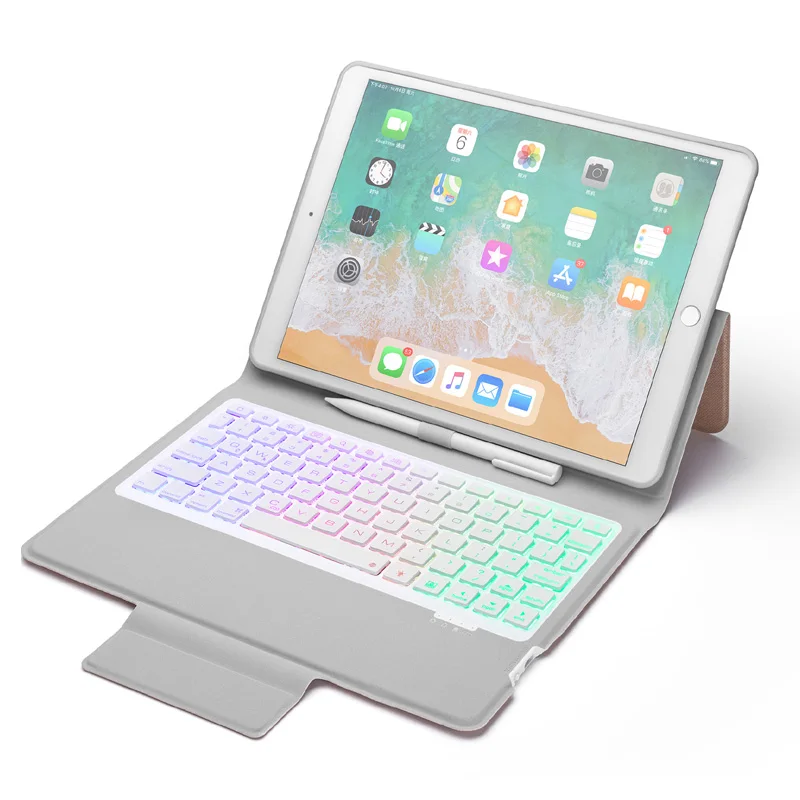 7 цветов задняя подсветка Беспроводная Bluetooth клавиатура чехол для ipad 10,2 Авто Режим сна/Пробуждение защитный чехол для ipad 10,2