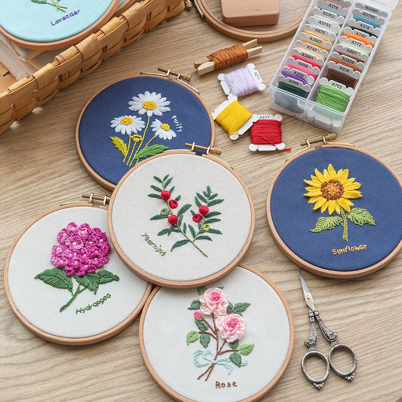

Sunflower Embroidery DIY Material Package Semi-finished Cross Stitch Handcraft Beginner Supplies Hanging Painting Decoration