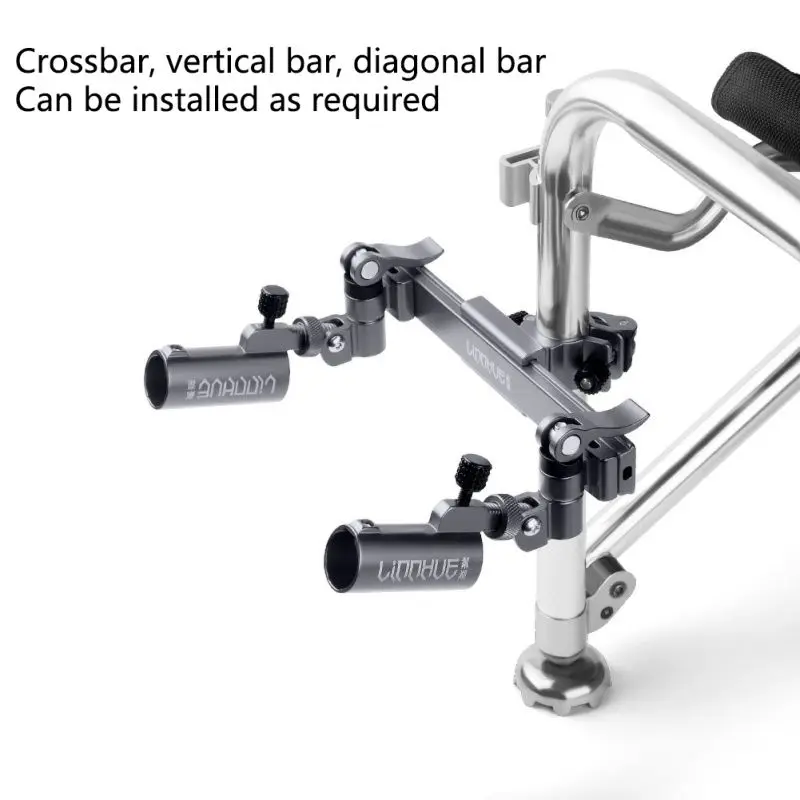 

Double Durable Fishing Chair Stand Umbrella Clamp Support Bracket Multifunctional Bait Tray Holder Tools Adjustable Angle