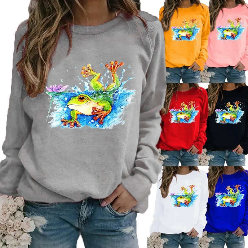 

Women's Autumn and Winter Printed Casual Loose Shirt Sweatshirt Plus Size Long Sleeve Tops T-shirt Ladies Round Neck Blouse