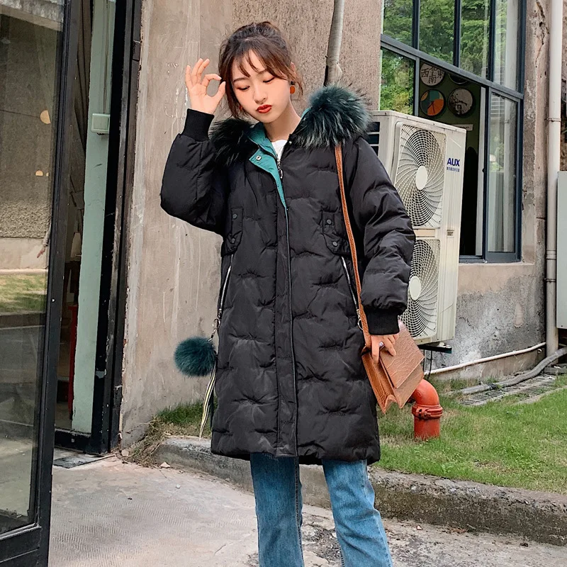 Зимняя куртка-пуховик женская одежда топы и блузки сохраняющие тепло длинное