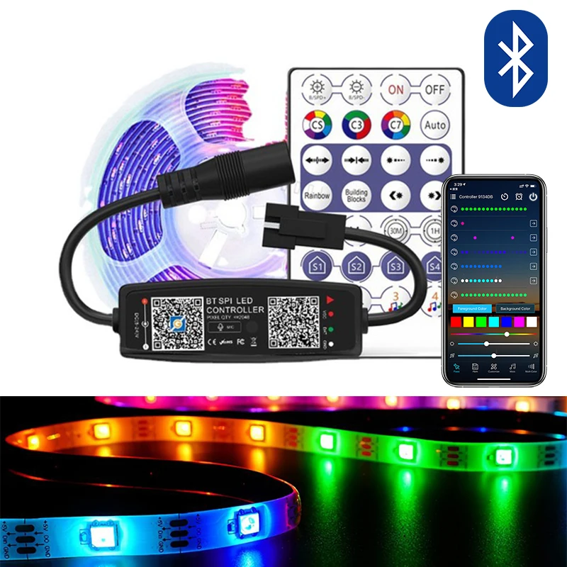 

DC12V WS2811 LED Strip 5M/10M RGBIC 5050 SMD Rainbow Addressable ZENGGE BT Control With IR Remote Control For Home Décor