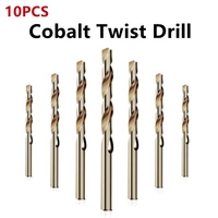 10 pcs m35 cobalt containing drill bit straight shank twist drill high speed steel all ground metal iron plate electric drill
