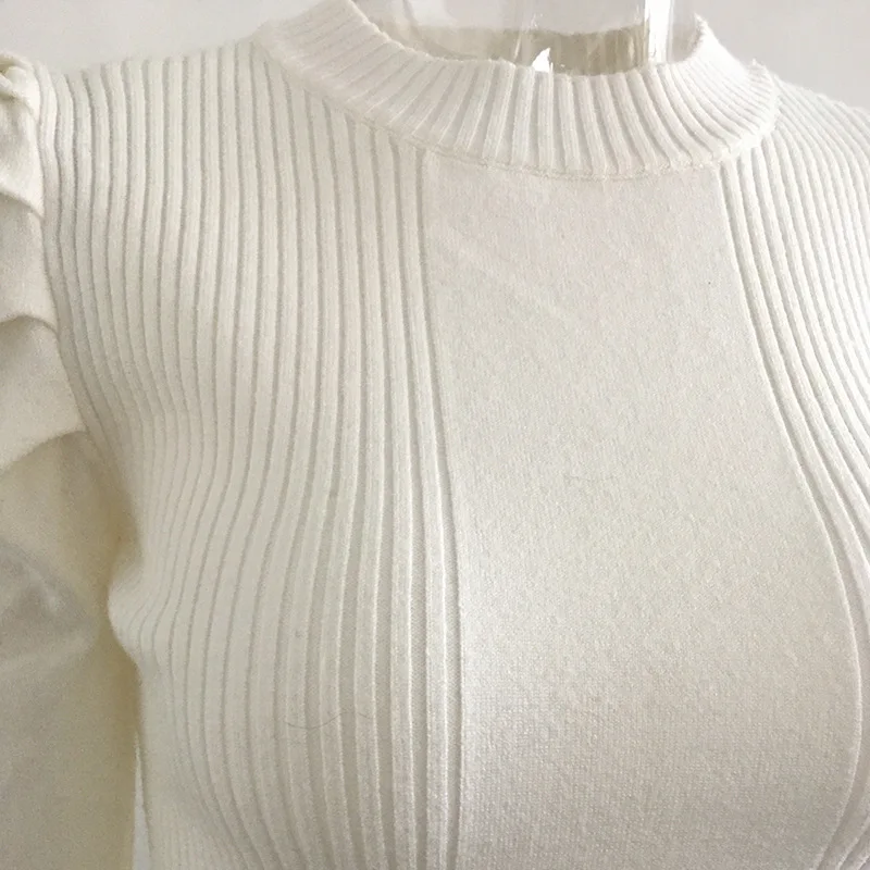 

O-Neck Elegant Women's Solid White Long Sleeve Pullover Sweater Autumn Winter Female Sweater Ladies Leisure Jumper 2020 New