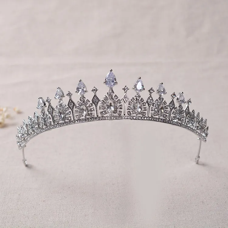 SLBRIDAL сплав Свадебный Тиара головной убор со стразами Хрустальная Свадебная Тиара головной убор жемчуг свадебные аксессуары для волос женские ювелирные изделия - Окраска металла: Model 11
