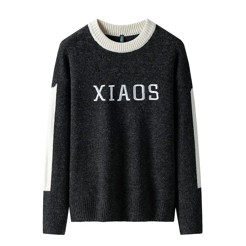 Мужской свитер повседневный пуловер с круглым вырезом Мужская одежда осень-зима