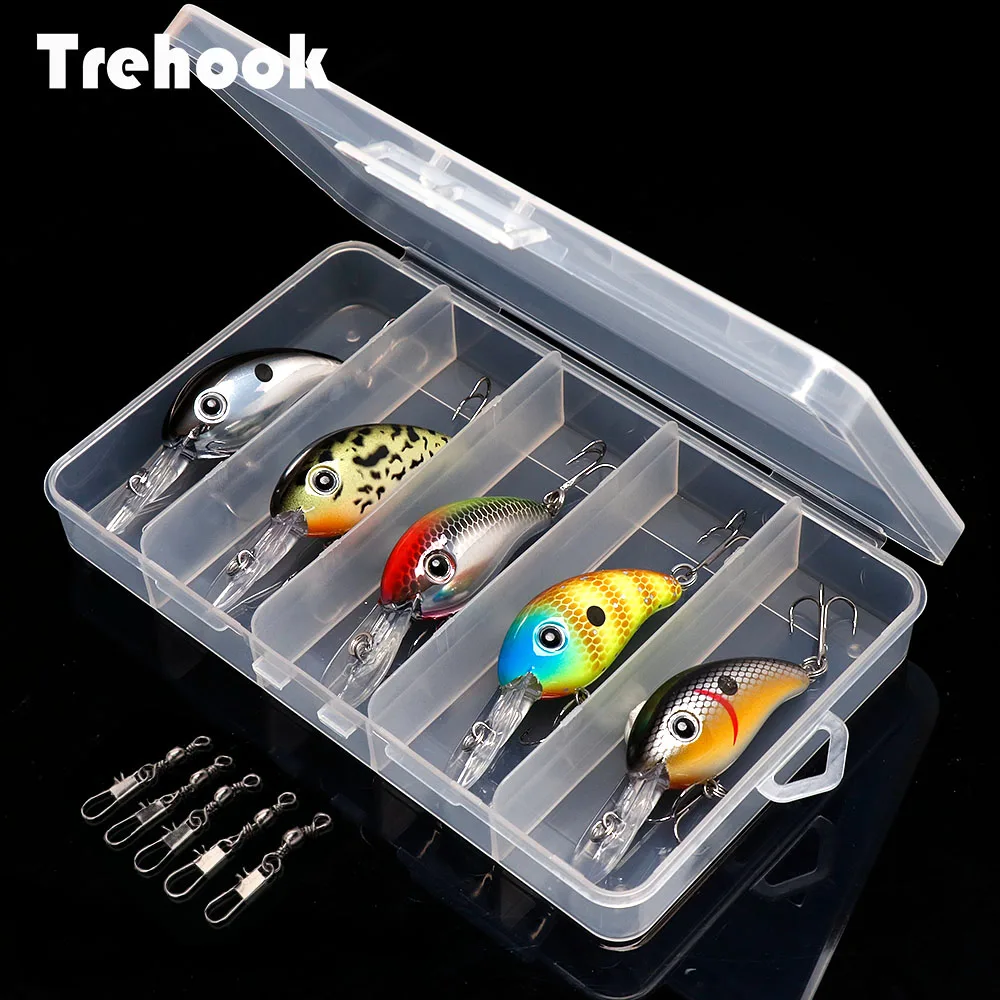 Рыболовная приманка TREHOOK 5 шт. набор с коробкой гольян воблеры приманок жесткая
