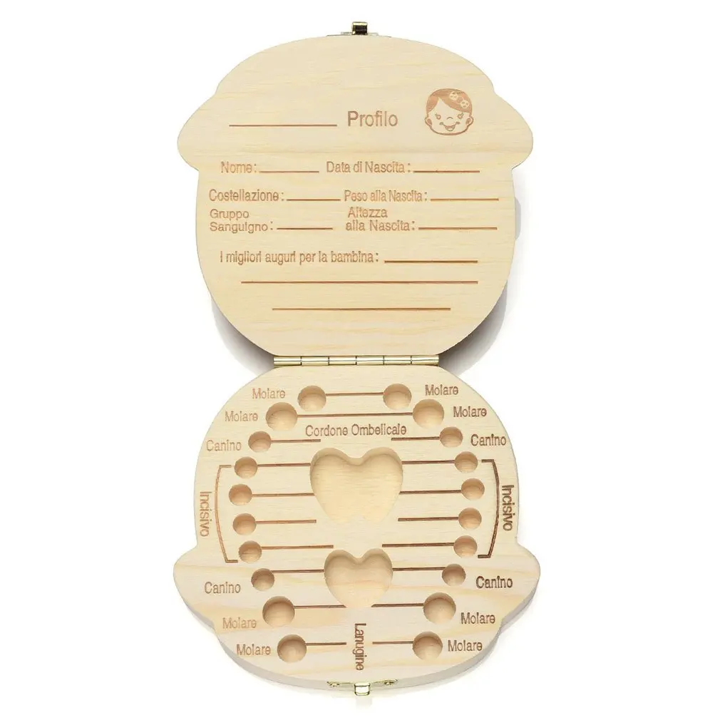 Деревянные детские зуб Коробка для хранения английский зубы пуповины лануго