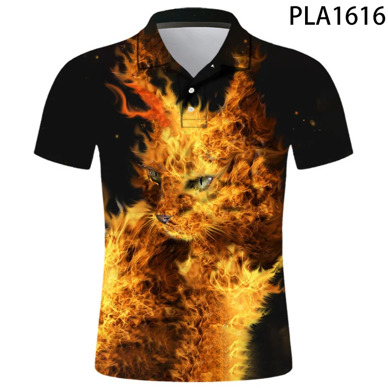 Streetwear Men 3D Print Sweatshirt Cartoon Animal Cat Children Polo Shirt Sport Pullover Tops Summer New Fashion Short Sleeve images - 6