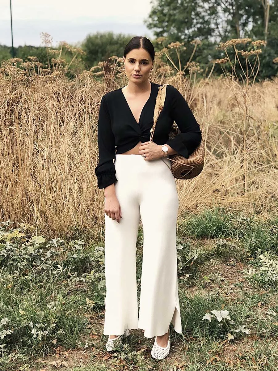 Женская модель сексуальная Осенняя черная Свободная блузка в стиле бохо с