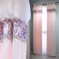 korean brand pink curtains for girls bedroom princess romantic cortinas for wedding 2 layers pastoral lace fairy pearl curtains
