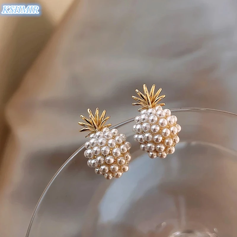 

Pineapple Pearl Earrings French Retro High-quality Earrings Net Red Temperament Female 2020 New Wave Earrings Prevent Allergy