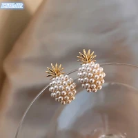 pineapple pearl earrings french retro high quality earrings net red temperament female 2020 new wave earrings prevent allergy