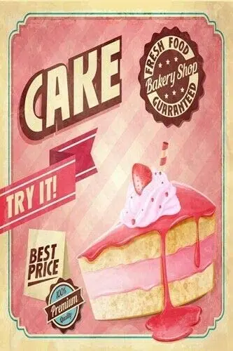 

Fresh Delicious Cake The Best in Town Metal Tin Sign Retro Wall Decor Signs 8x12inch