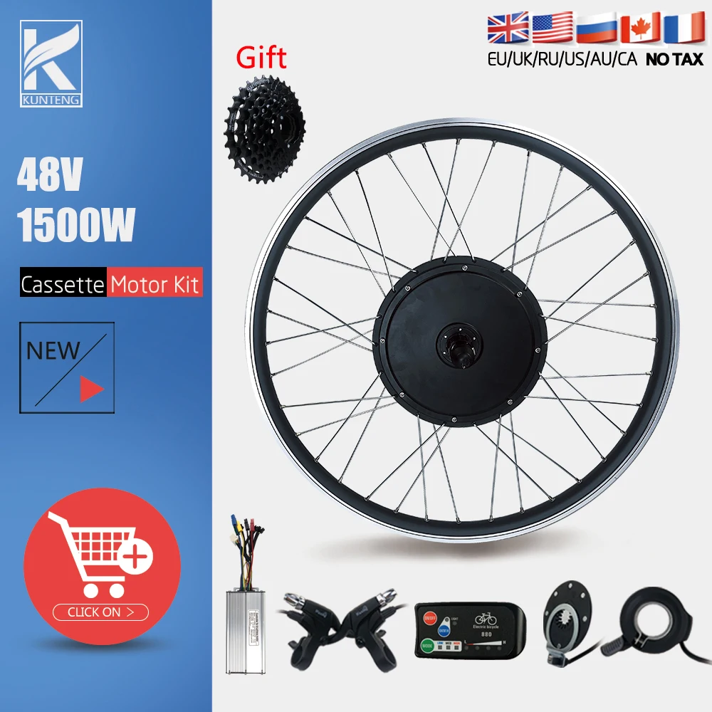 

Ebike Conversion Kit 48V 1500W Rear Cassette Motor Kit 20-29inch 700C Rear Bike Wheel For Electric Bicycle Conversion Kit
