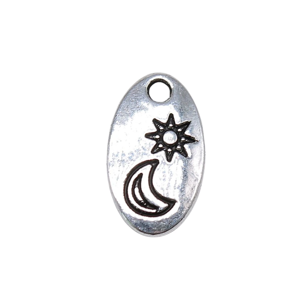 

200pcs 15x9mm Charms Wholesale Moon And Sun Antique Silver Color Metal Alloy Jewelry DIY Accessories