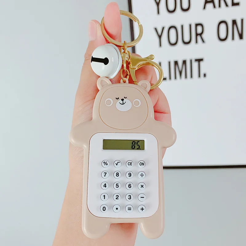 

Creative Portable Digit Calculator Keychains Mini Little Bear Calculator Pocket Keyring Cartoon Cute Bear Keychain Calculator