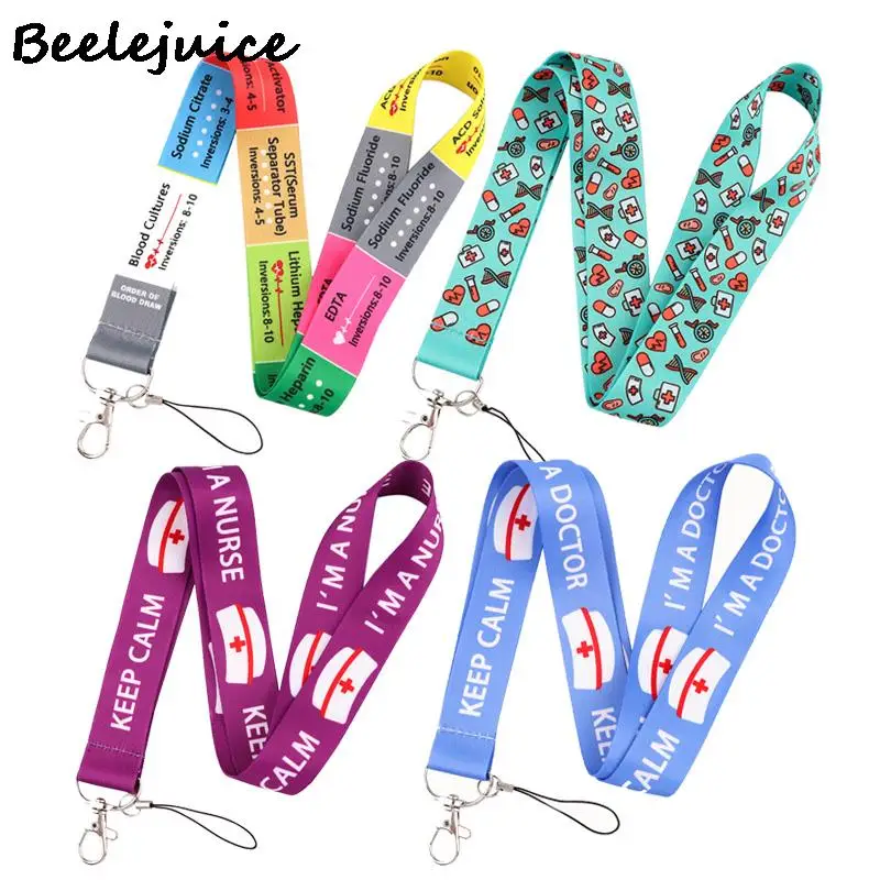 Шнурок для медицинской медсестры с мультяшным рисунком значок идентификатором
