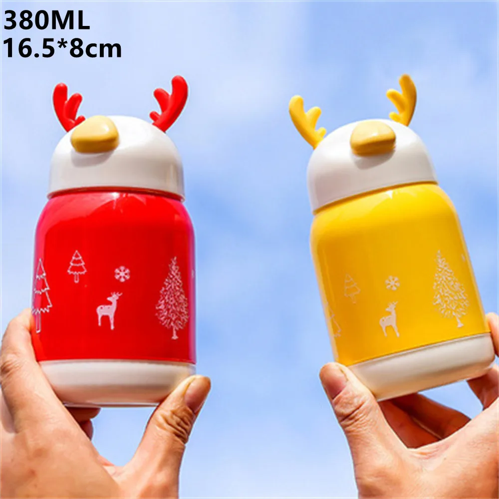 

380ML Christmas Elk Glass Water Cup Antlers Double-layer Glasses Cartoon Cute Mug For Tea Children Cup Drinkware Coffee Glasses