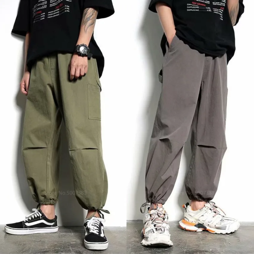 Брюки мужские/женские в японском уличном стиле модные султанки с эластичным