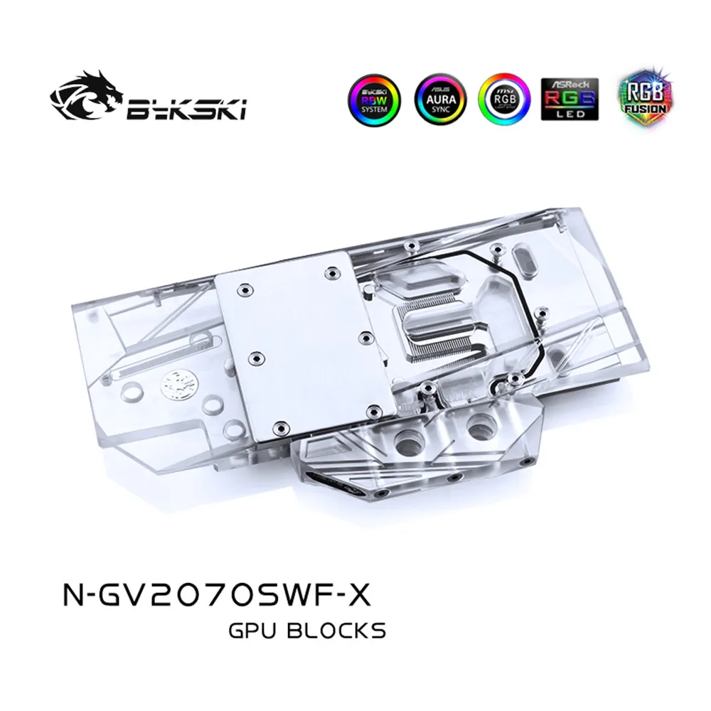 Bykski полный охват RGB / ARGB GPU блок водяного охлаждения для VGA Gigabyte rtx2070 super Windforoce oc 3x8G