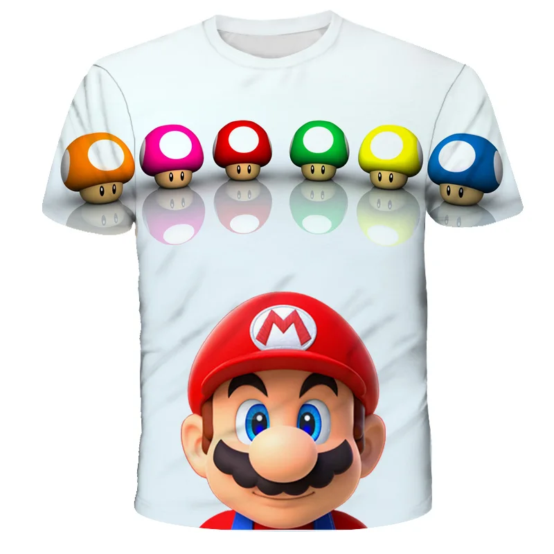 Camiseta con estampado 3D de Mario Game para ni&ntilde;os y ni&ntilde;as, novedad de verano 2021, venta directa de f&aacute;brica-3