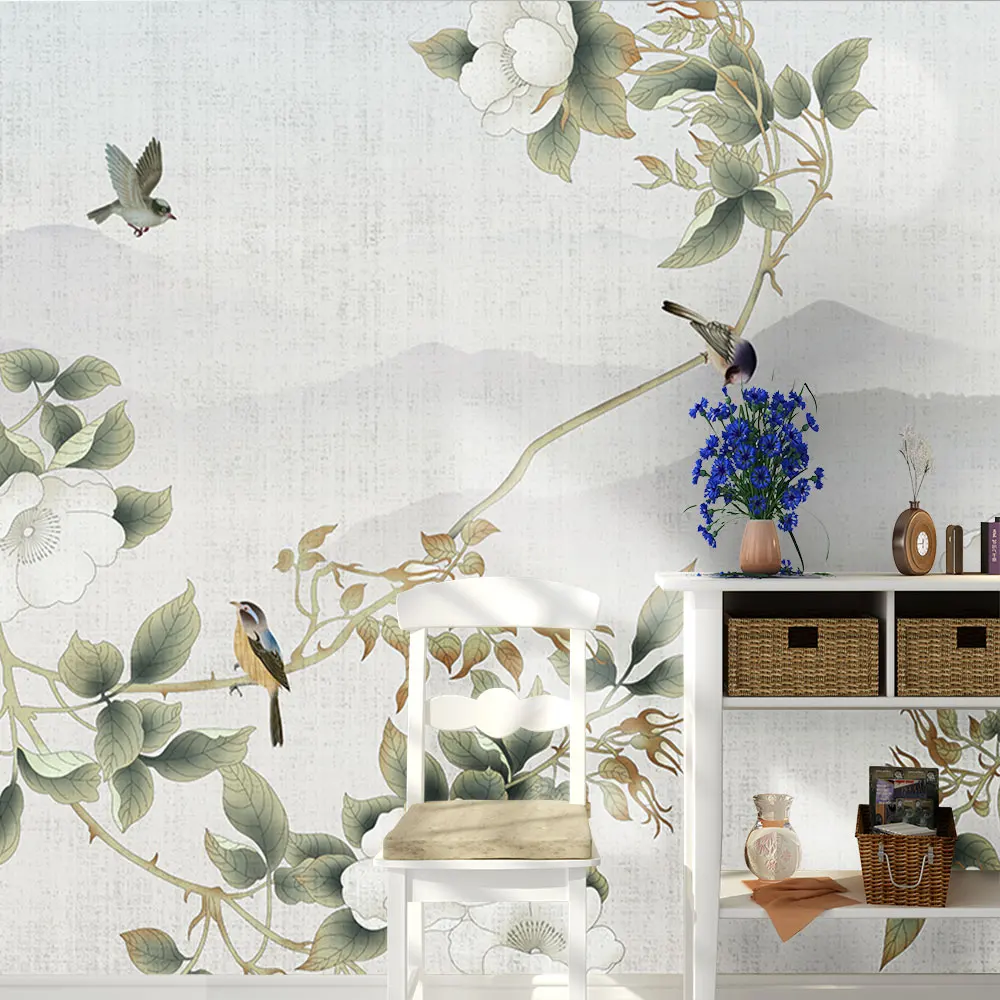 Украшение текстильные обои Новый китайский стиль ручка Цветок Птица дальние