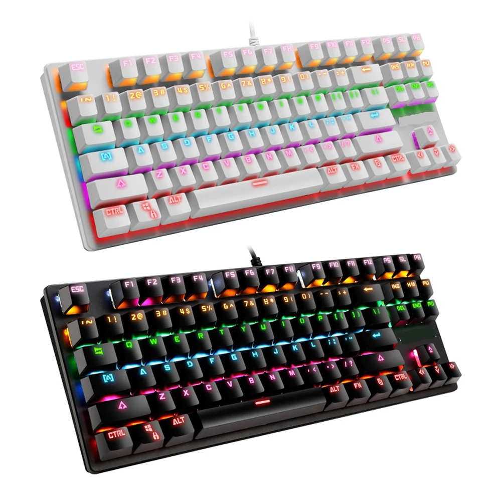 VKTECH 87 клавиш игровая механическая клавиатура USB RGB с подсветкой синий