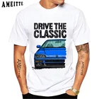 Классические мужские футболки CRX второго поколения JDM, новые повседневные топы с коротким рукавом в стиле хип-хоп для мальчиков, японская легенда, белая спортивная футболка с машинками