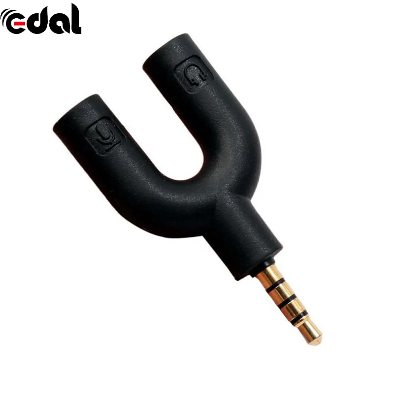EDAL Protable 3.5mm Stereo Audio Male to 2 Female Headset Mic TRRS Y Splitter Adapter | Электроника