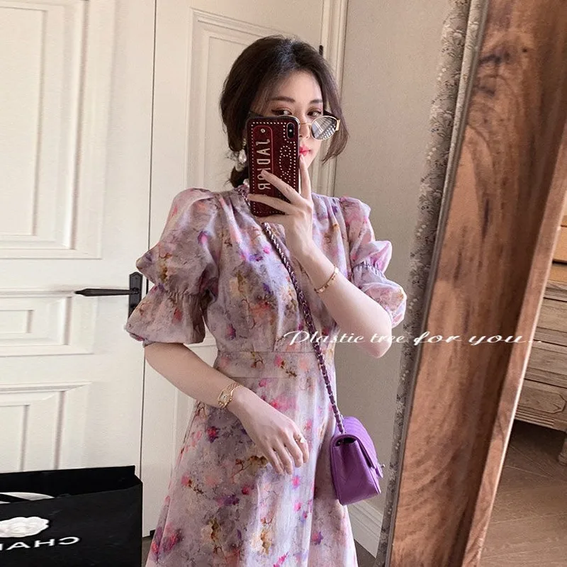 Платье женское Винтажное с V-образным вырезом Длинное Элегантное приталенное