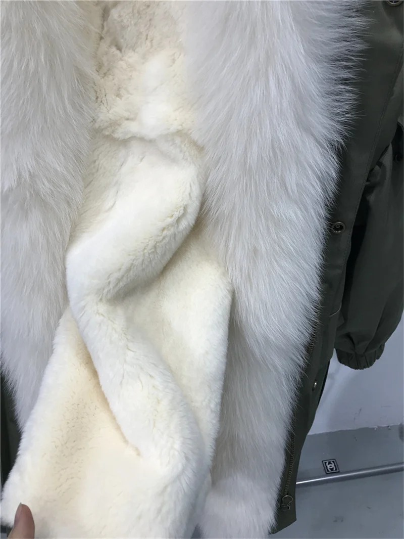 Новинка 2021 Женская парка пальто с отделкой воротника из натурального Лисьего