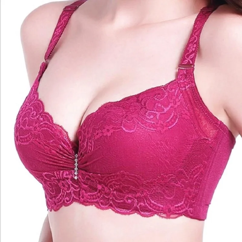 

Fashion Lace Thin Cup Push Up bra big Size C D Cup Sexy Women Underwear brassiere Gather bralette Lingerie Modis Lady Plus